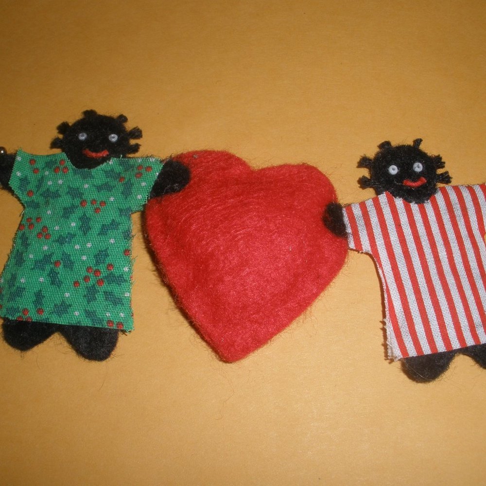 Adorable Handmade Ornament Sibling Love Black Americana